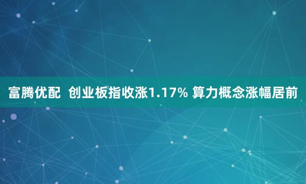 富腾优配  创业板指收涨1.17% 算力概念涨幅居前